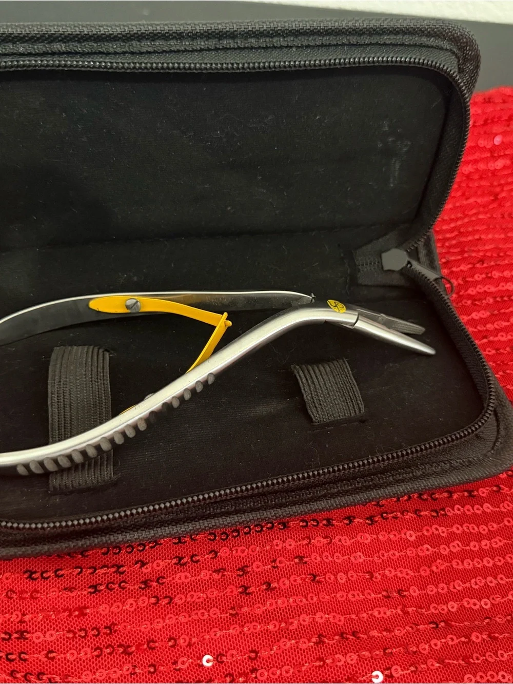Compact Black Heat-Tool Travel Case with Yellow Logo